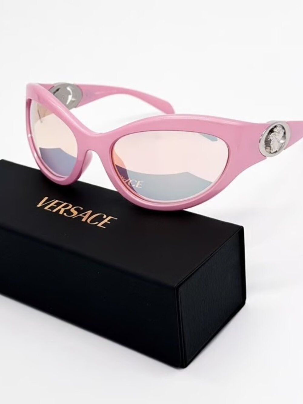 NEW VERSACE VE4485 5521/Z PINK ROSE GOLD MIRROR PINK LENS SUNGLASSES AUTHENTIC - Picture 1 of 10